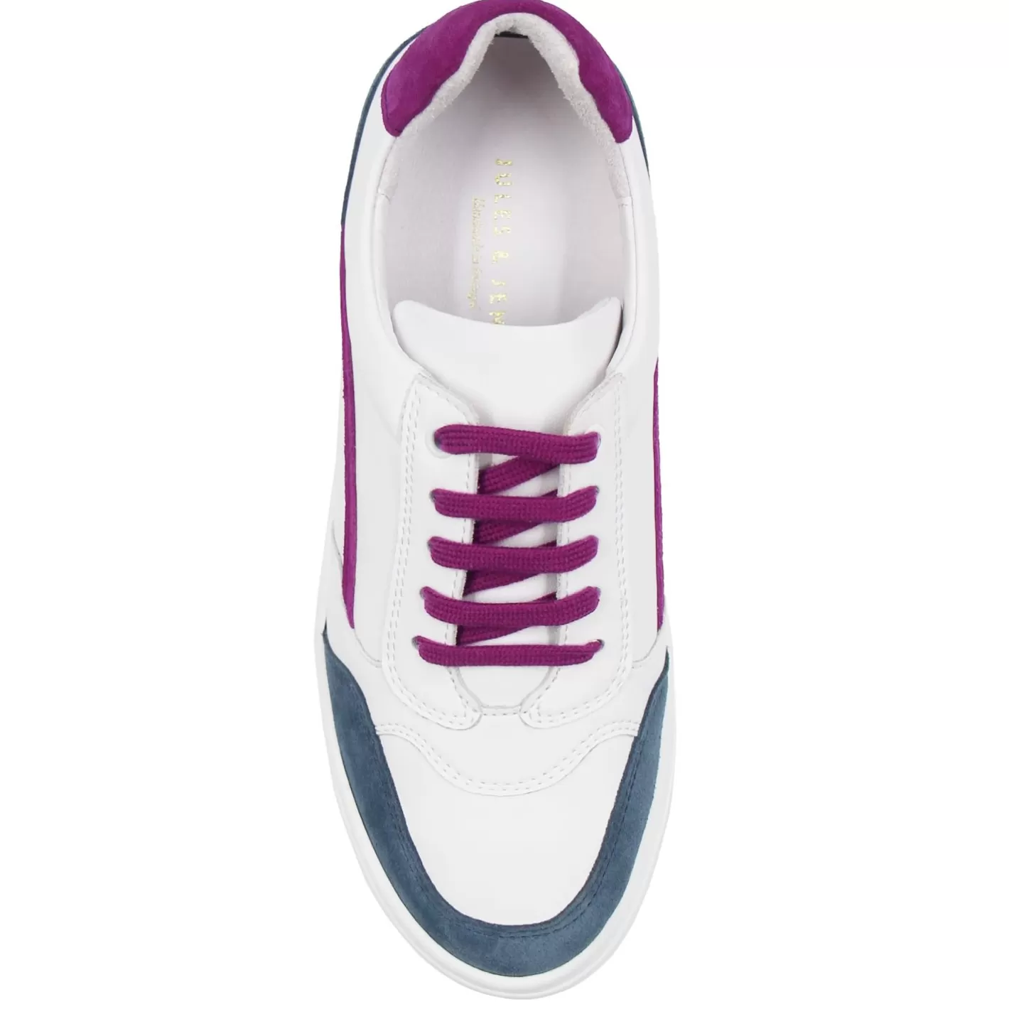 Baskets-JULES & JENN Baskets Vintage Cuir Blanc Mauve Blanc/Mauve