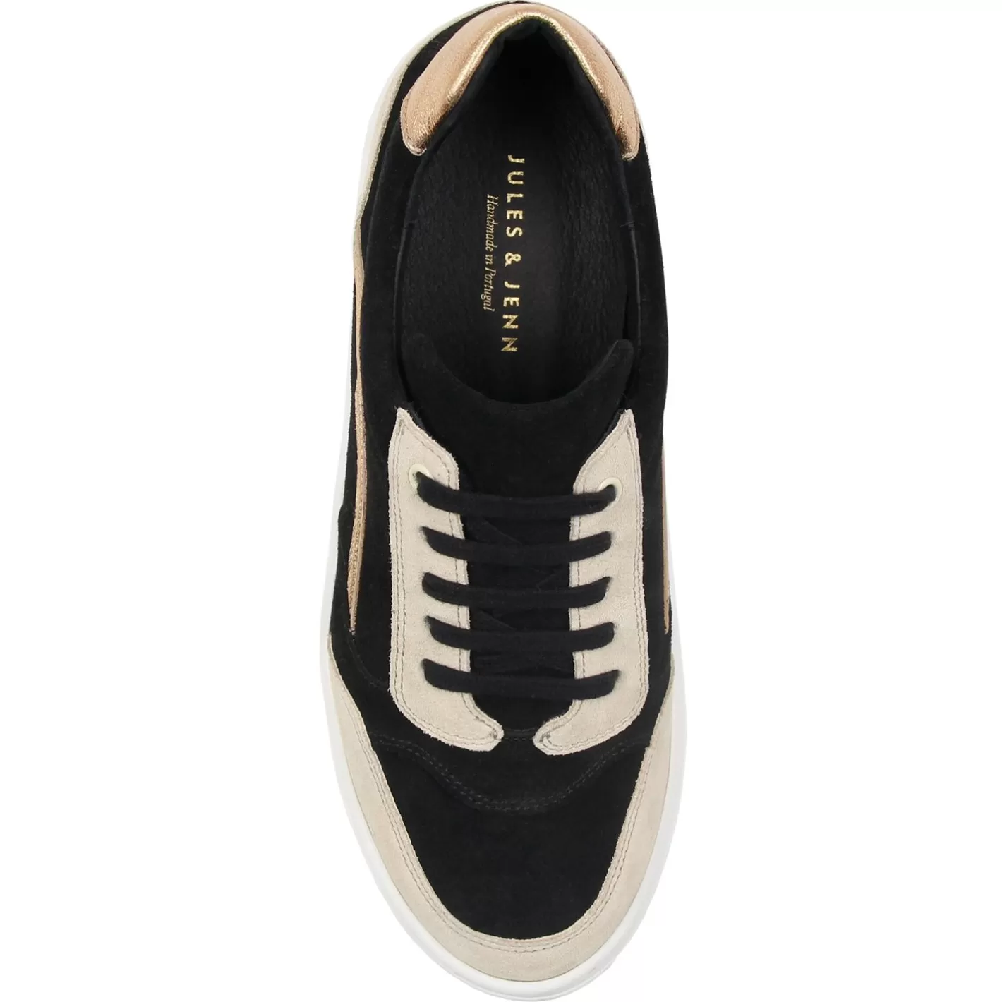 Baskets-JULES & JENN Baskets Vintage Cuir Noir Beige Noir/Beige
