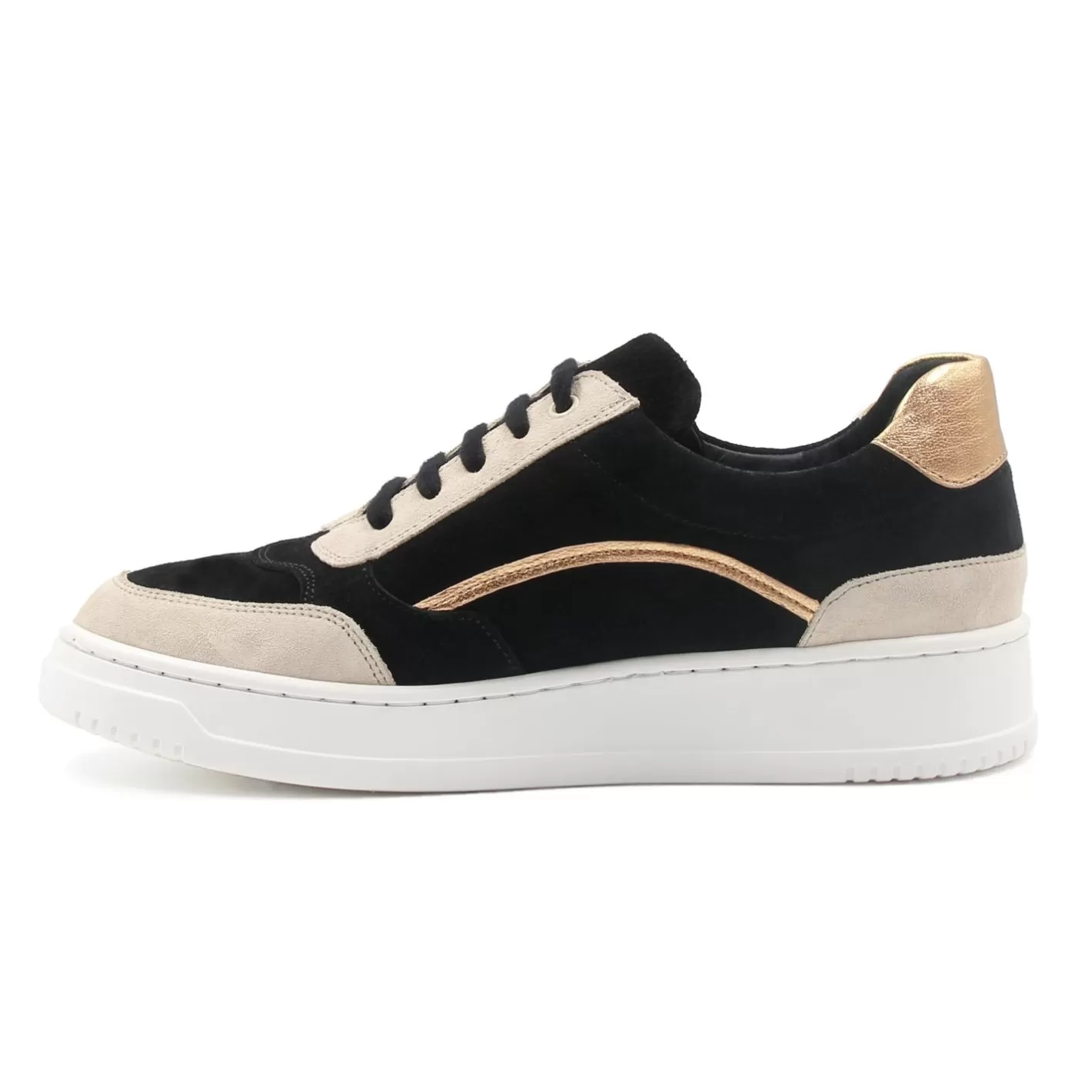 Baskets-JULES & JENN Baskets Vintage Cuir Noir Beige Noir/Beige