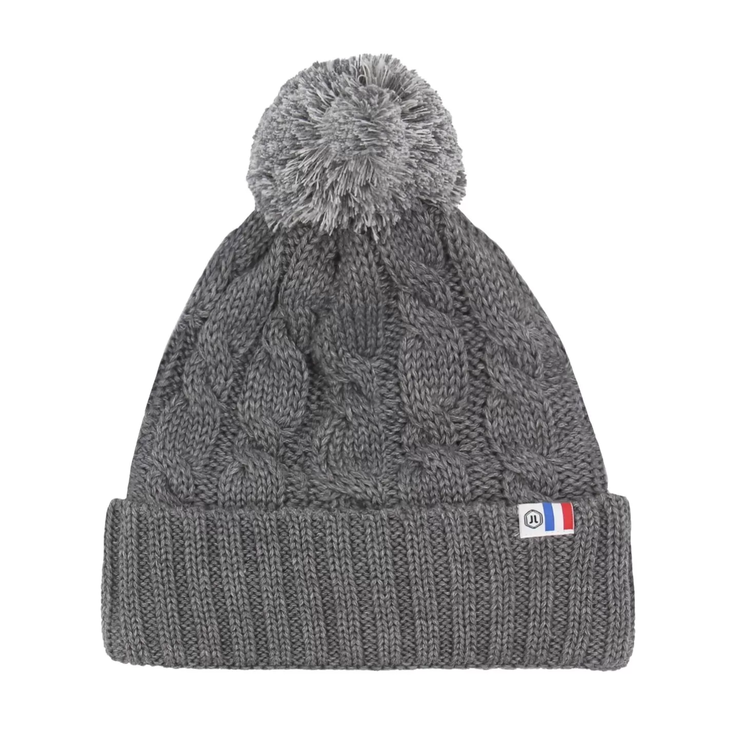 Bonnets-JULES & JENN Bonnet Pompon Laine Gris