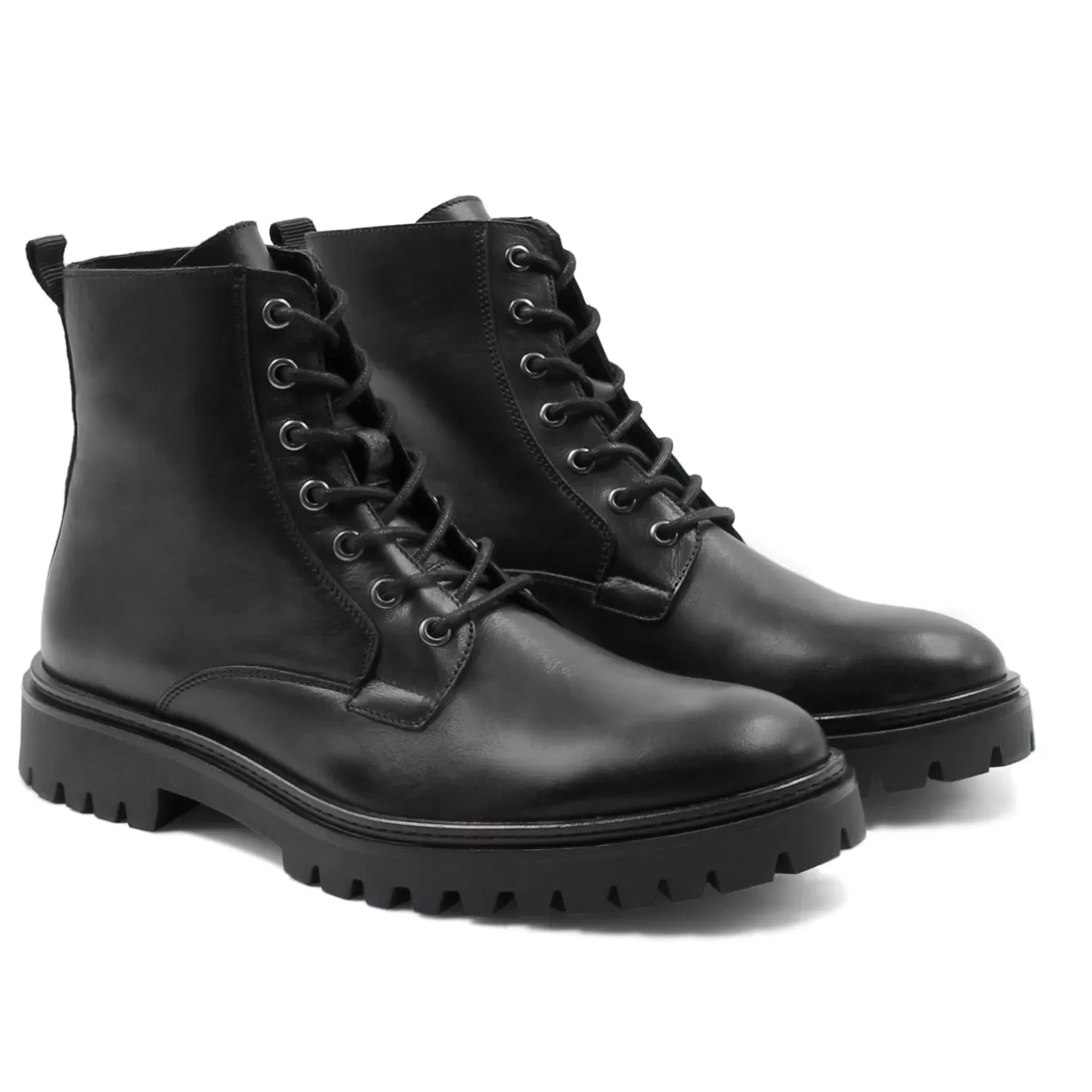 Boots-JULES & JENN Boots A Lacet Crantees Cuir Noir