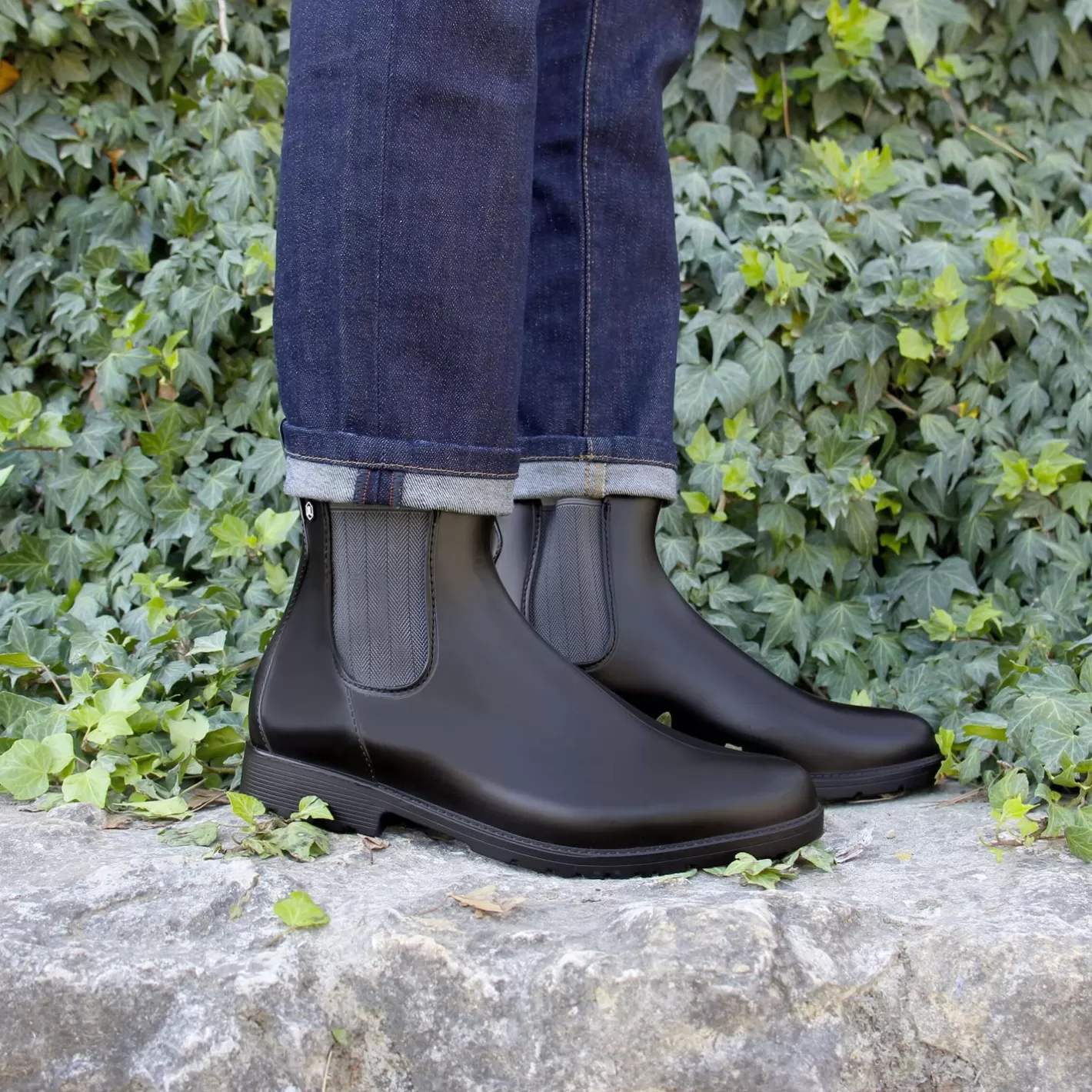 Boots-JULES & JENN Boots De Pluie Noir & Gris Noir/Gris