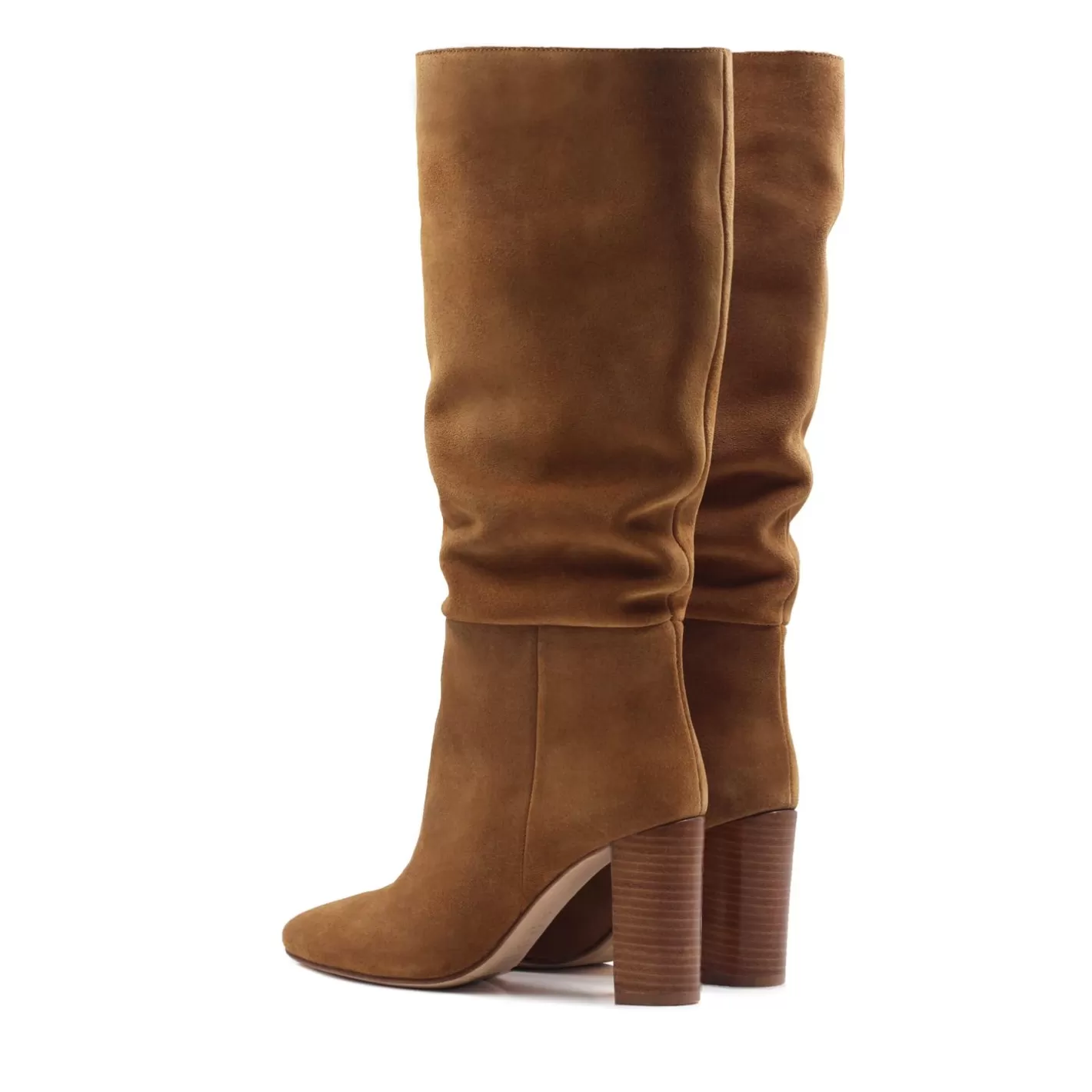 Bottines & Bottes-JULES & JENN Bottes Drapees Cuir Daim Cognac