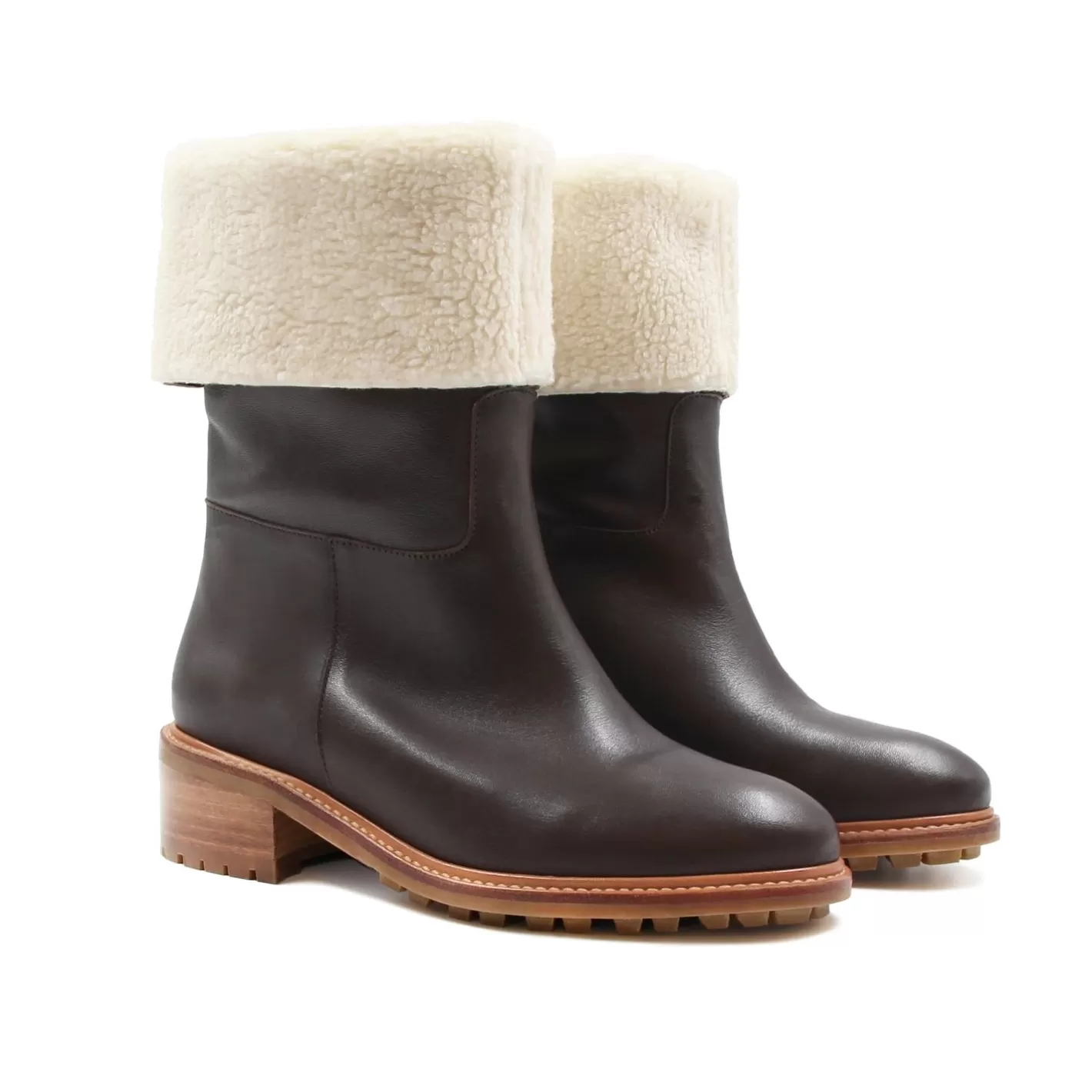 Bottines & Bottes-JULES & JENN Bottes Fourrees Cuir Marron