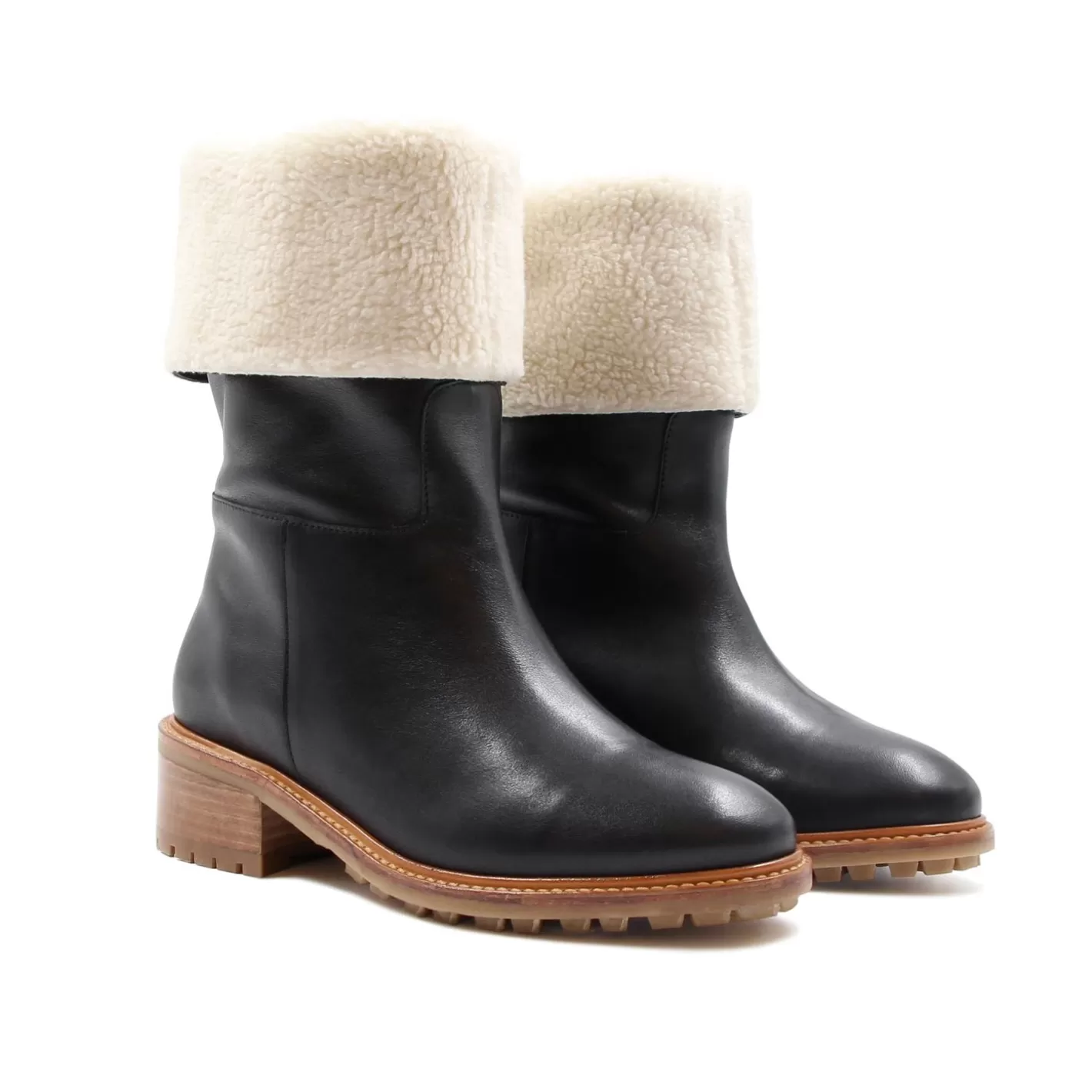 Bottines & Bottes-JULES & JENN Bottes Fourrees Cuir Noir