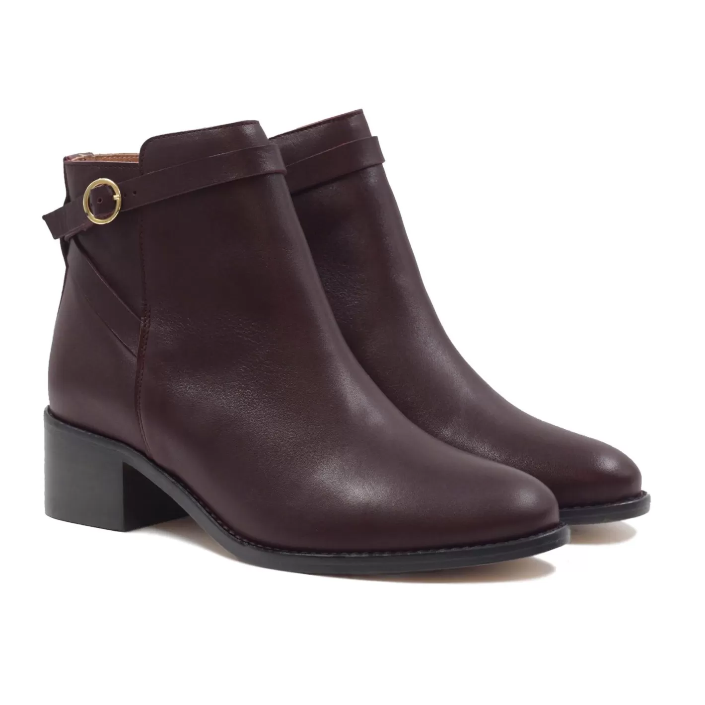 Bottines & Bottes-JULES & JENN Bottines Cavalieres Cuir Bordeaux