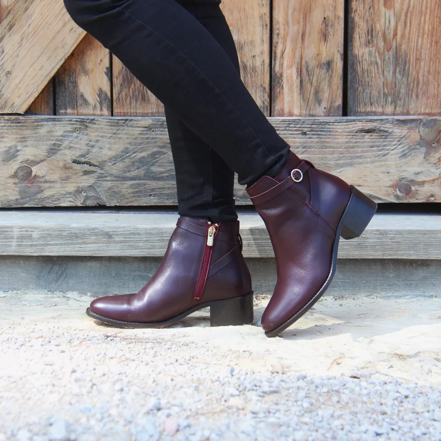 Bottines & Bottes-JULES & JENN Bottines Cavalieres Cuir Bordeaux