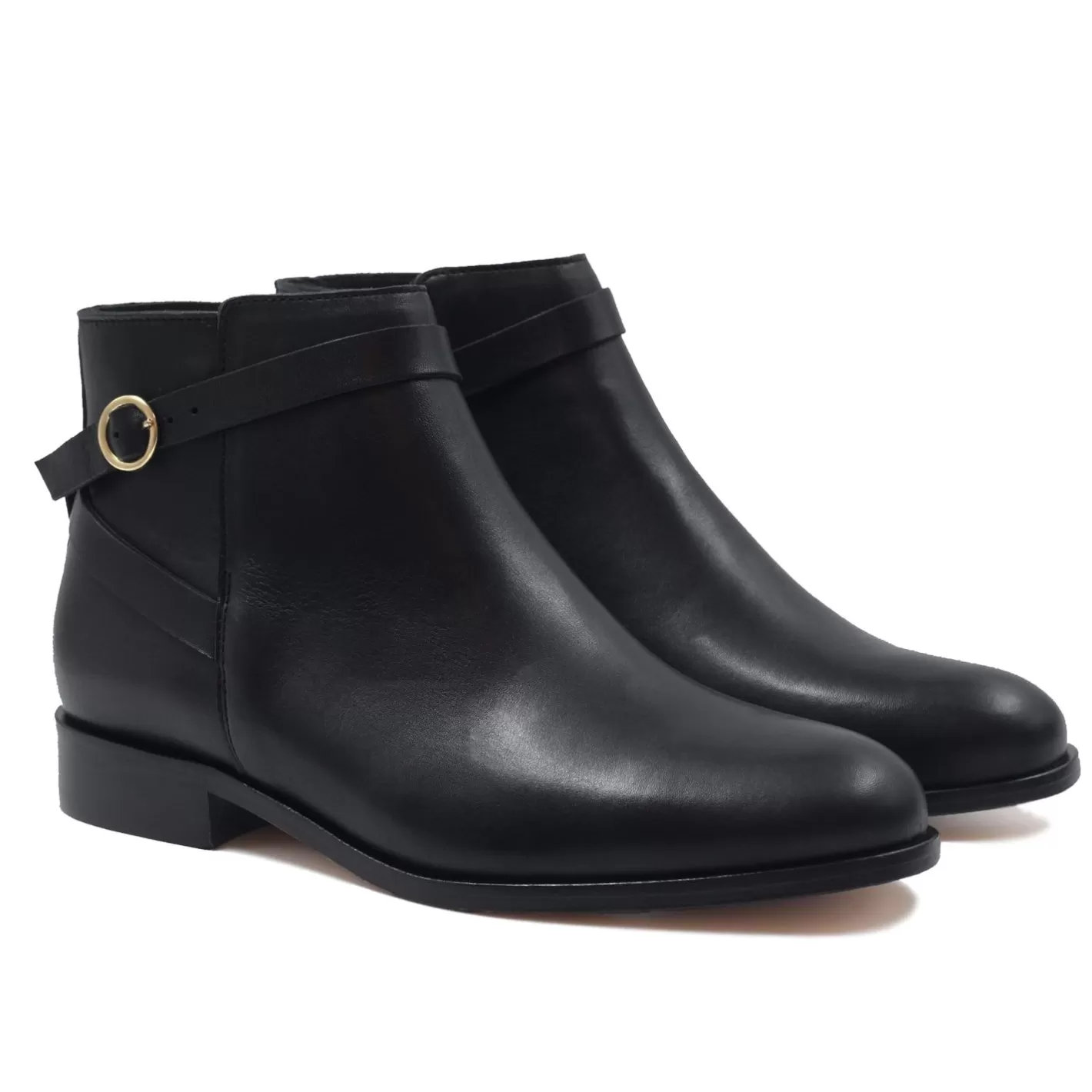 Bottines & Bottes-JULES & JENN Bottines Cavalieres Plates Cuir Noir