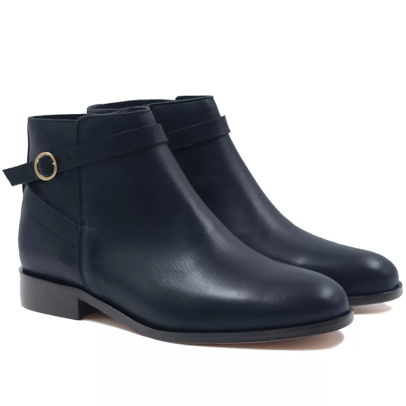 Bottines & Bottes-JULES & JENN Bottines Cavalieres Plates Cuir Bleu Bleu Marine