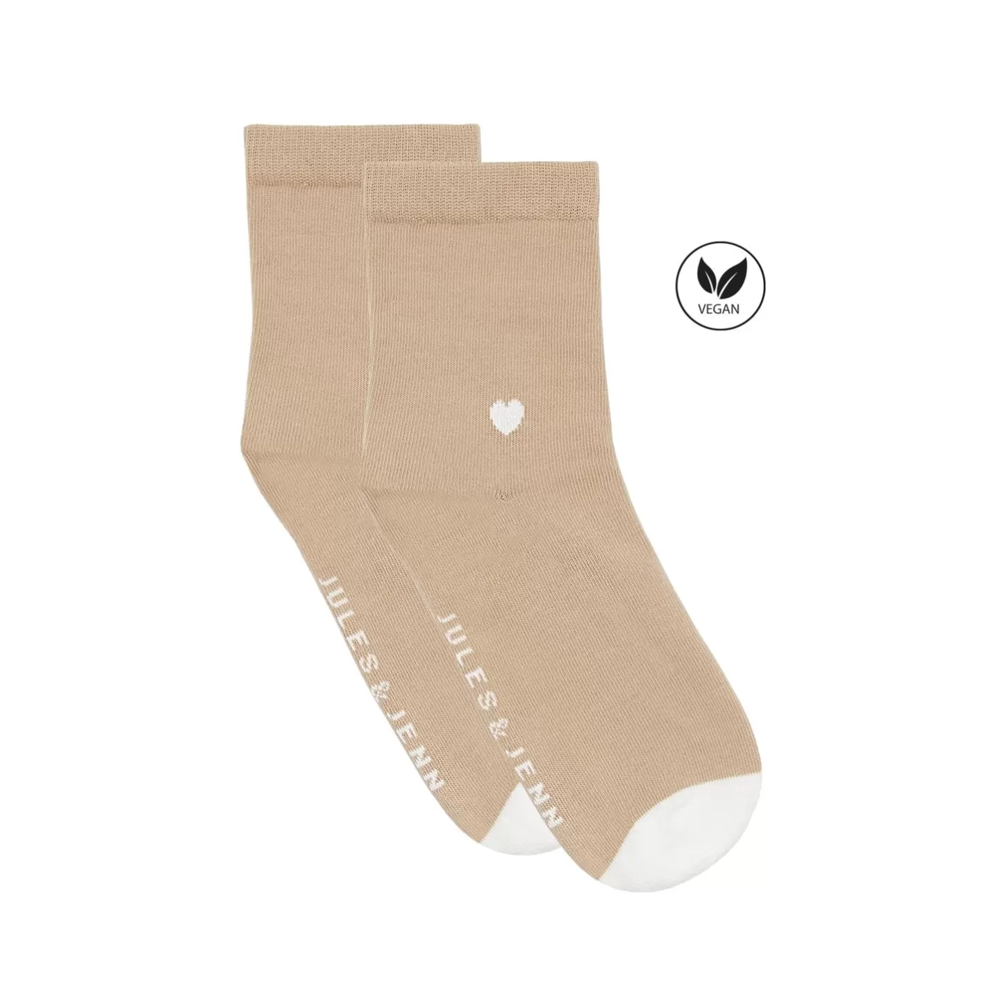 Chaussettes-JULES & JENN Chaussettes Coeur Beige Blanc Blanc/Beige