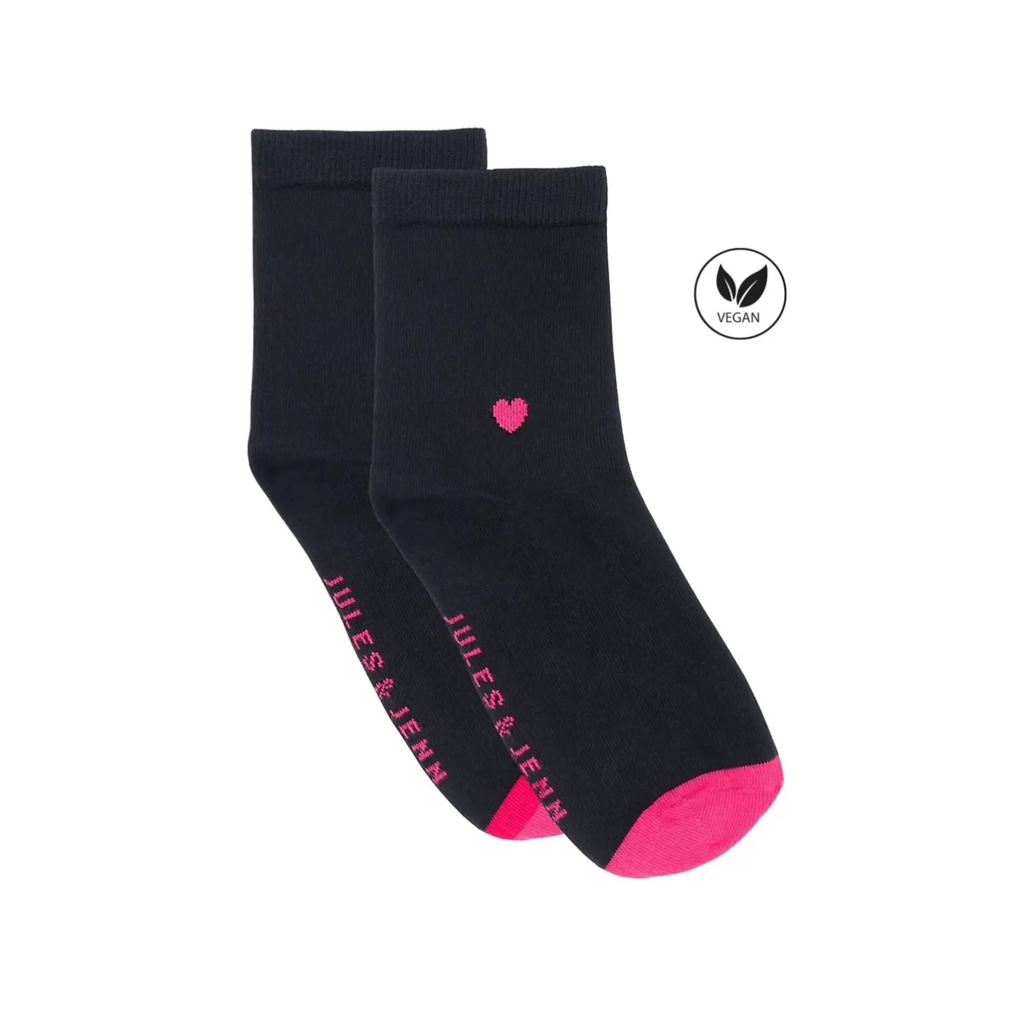 Chaussettes-JULES & JENN Chaussettes Coeur Noir Fushia