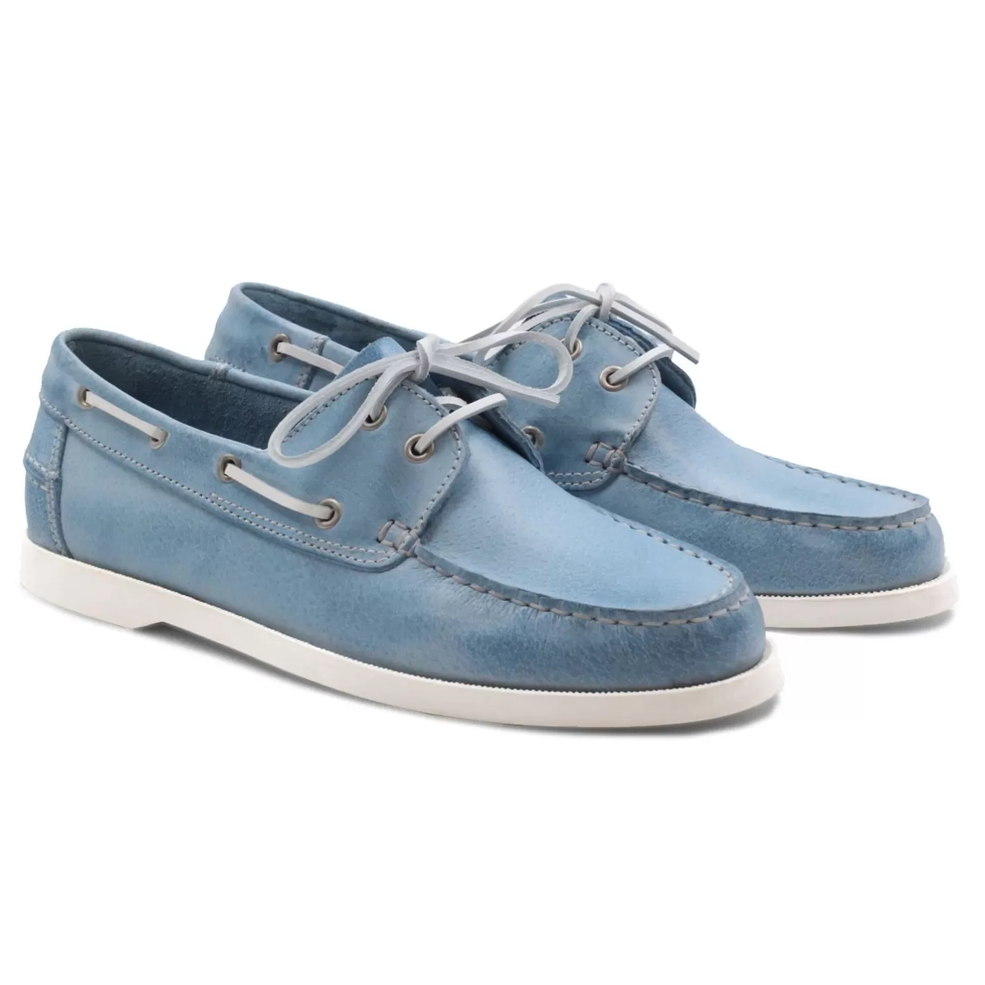 Chaussures Bateau-JULES & JENN Chaussures Bateau Cuir Bleu Clair