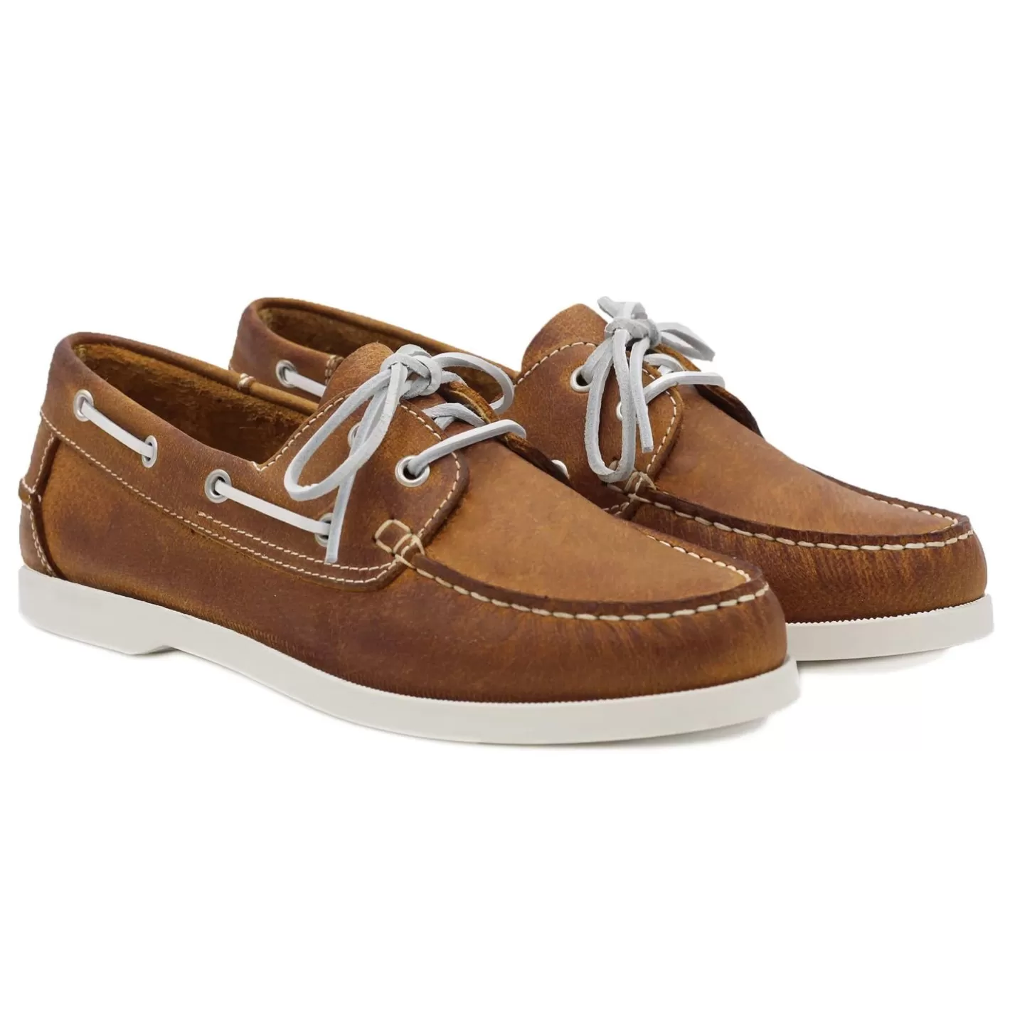 Chaussures Bateau-JULES & JENN Chaussures Bateau Cuir Cognac