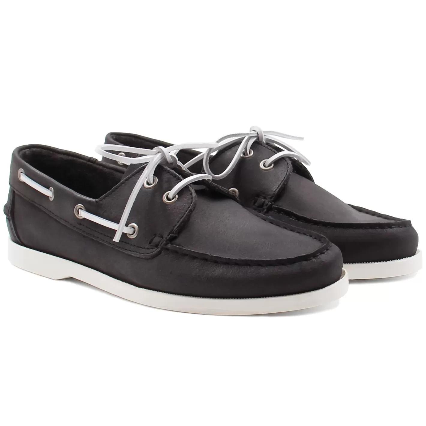 Chaussures Bateau-JULES & JENN Chaussures Bateau Cuir Noir