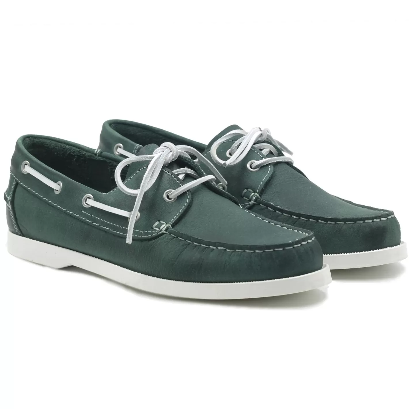 Chaussures Bateau-JULES & JENN Chaussures Bateau Cuir Vert