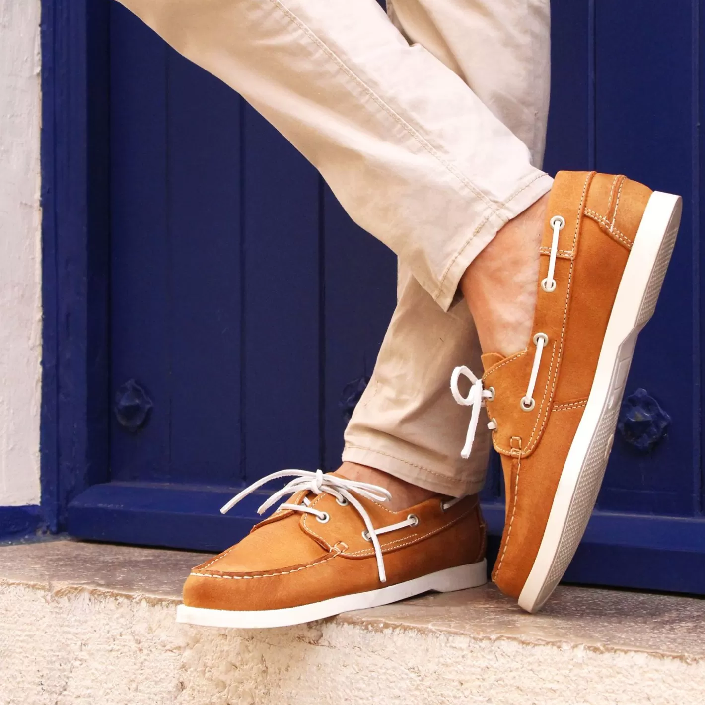 Chaussures Bateau-JULES & JENN Chaussures Bateau Cuir Cognac