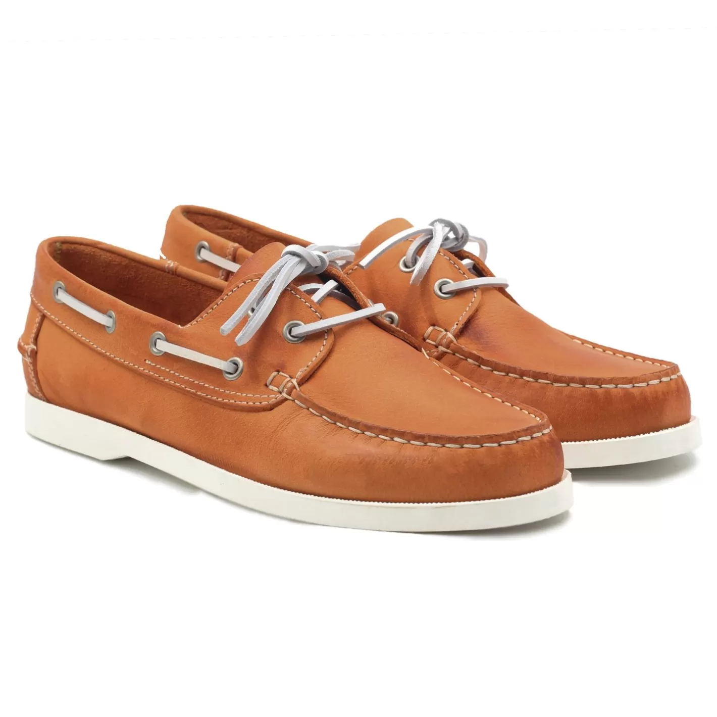 Chaussures Bateau-JULES & JENN Chaussures Bateau Cuir Orange Orange Brique