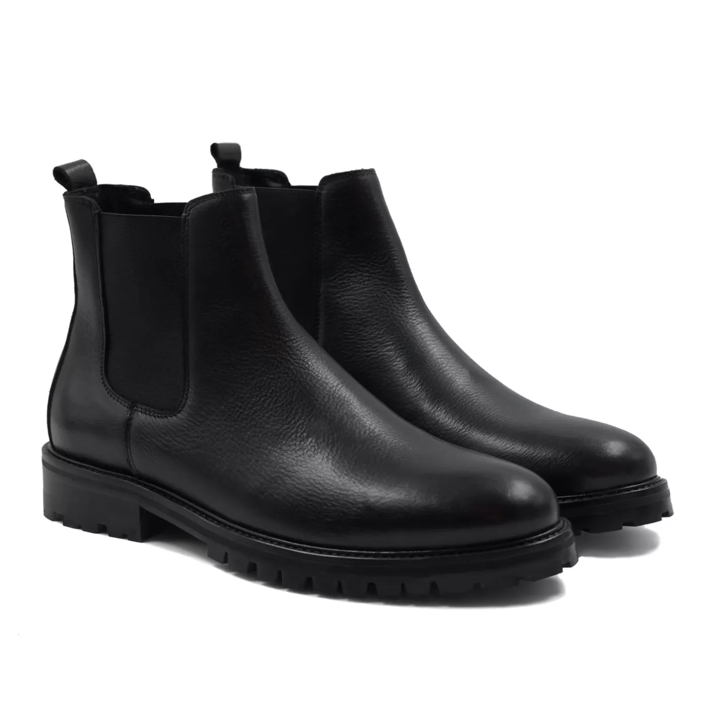 Boots-JULES & JENN Chelsea Boots Crantees Cuir Noir