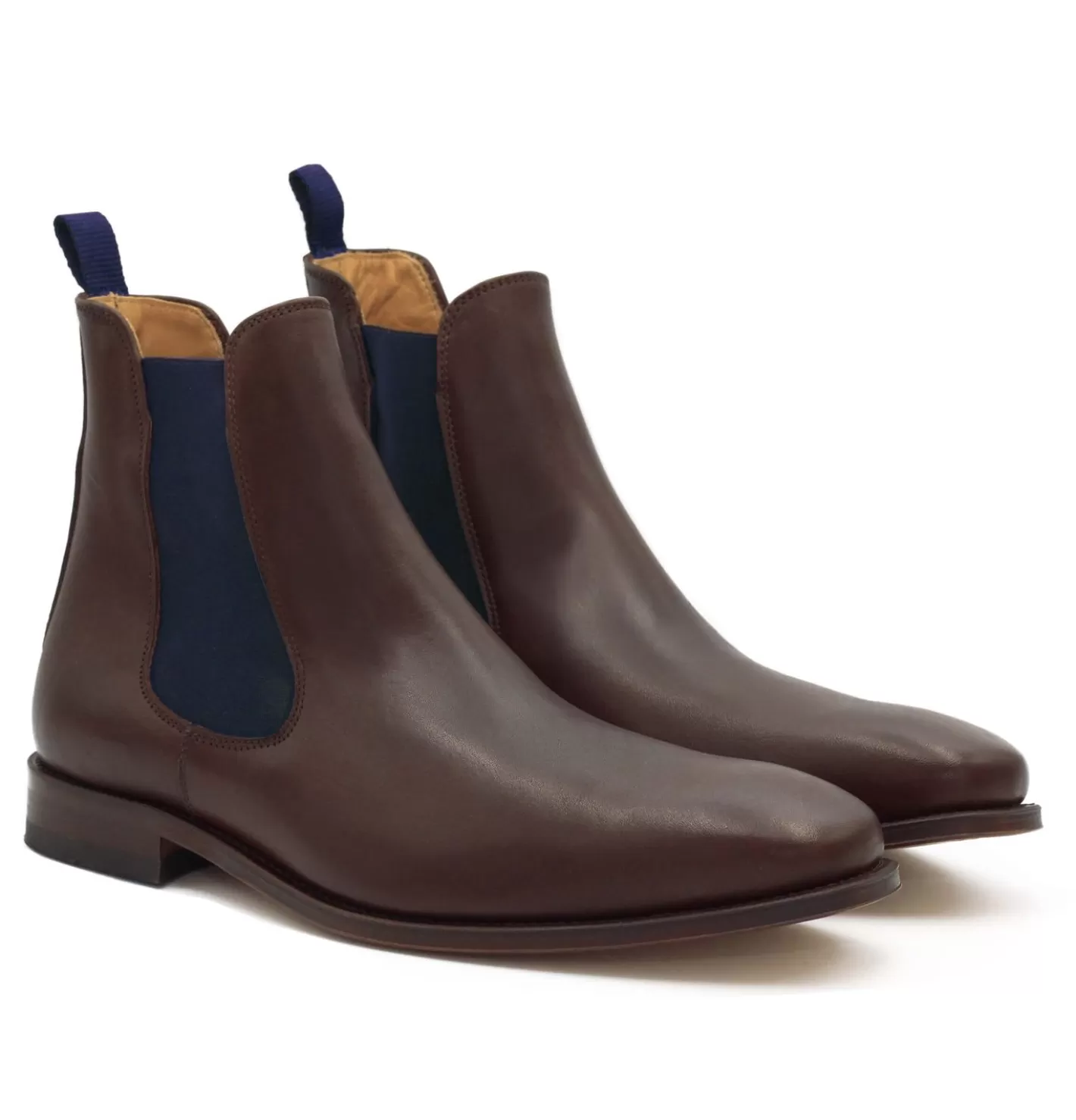 Boots-JULES & JENN Chelsea Boots Cuir Marron Bleu Marron/Bleu