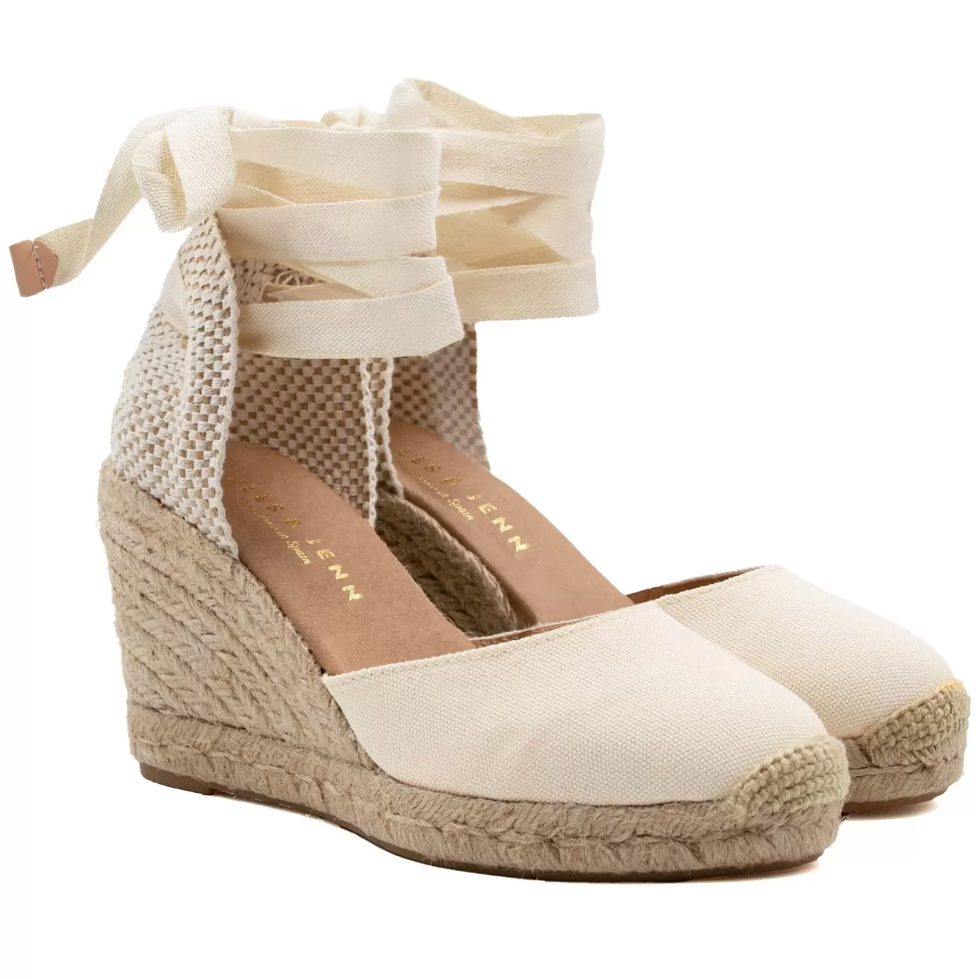 Sandales-JULES & JENN Espadrilles Compensees Recyclees Beige