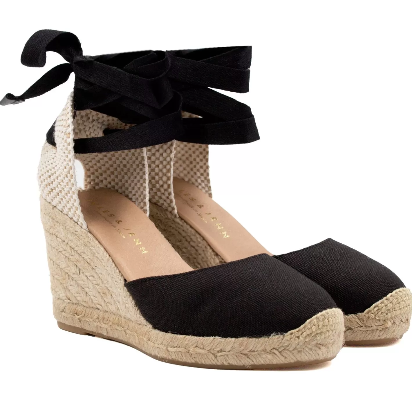 Sandales-JULES & JENN Espadrilles Compensees Recyclees Noir