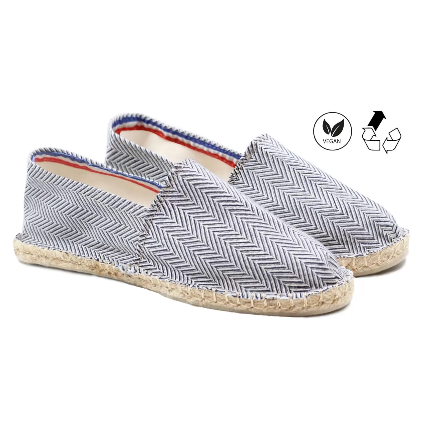 Espadrilles-JULES & JENN Espadrilles Coton Upcycle Blanc Bleu Blanc/Bleu