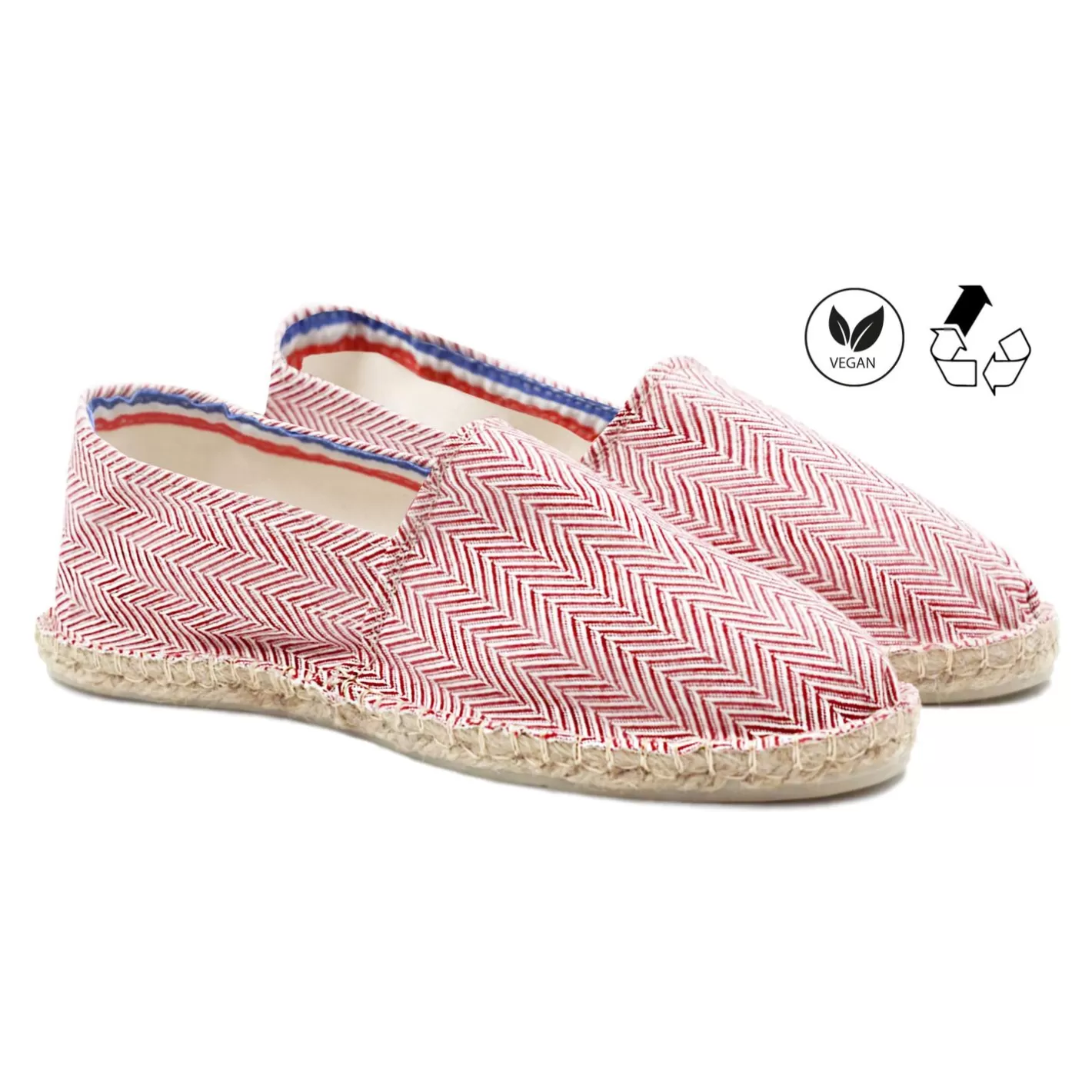 Espadrilles-JULES & JENN Espadrilles Coton Upcycle Blanc Rouge Blanc/Rouge