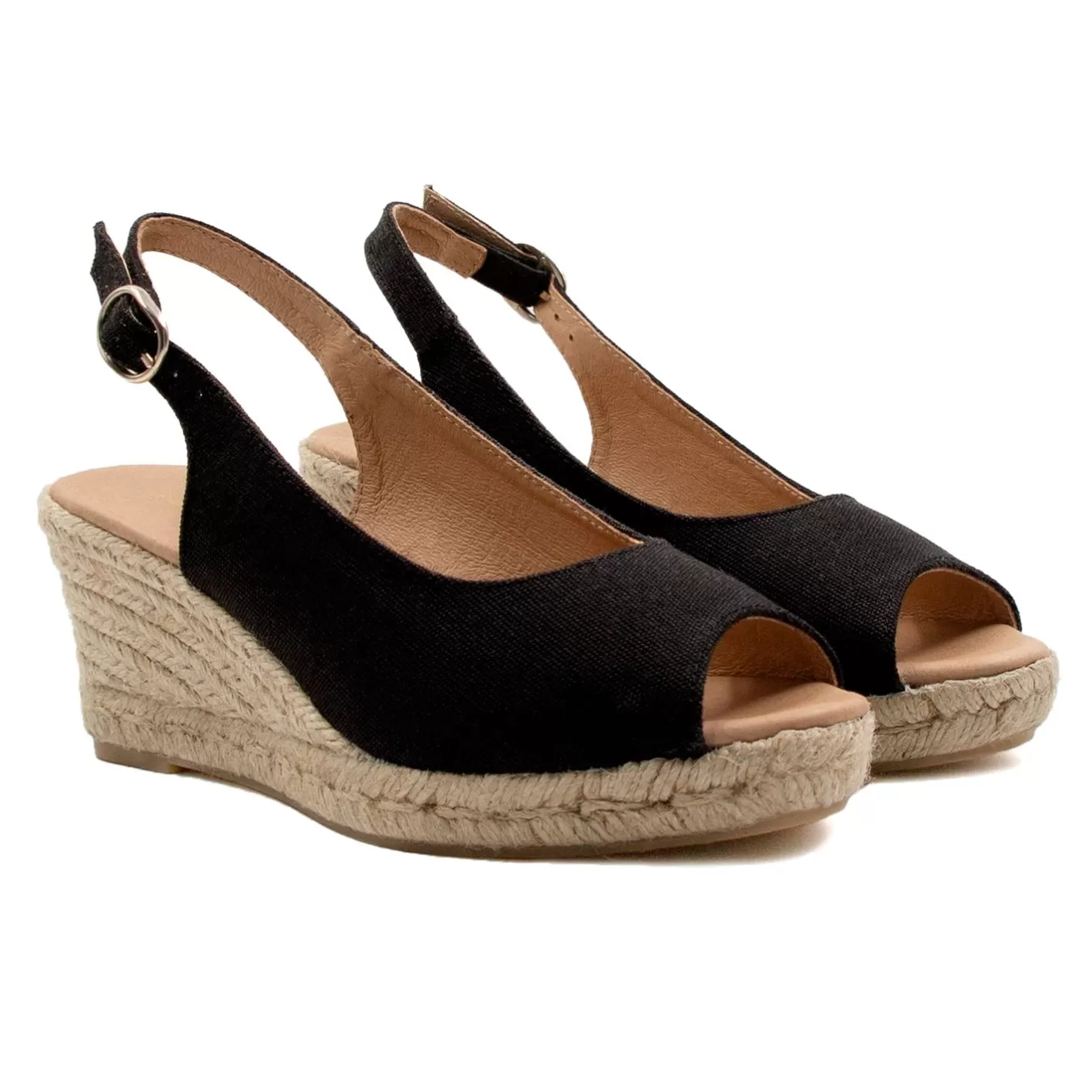 Sandales-JULES & JENN Espadrilles Slingback Recyclees Es Noir