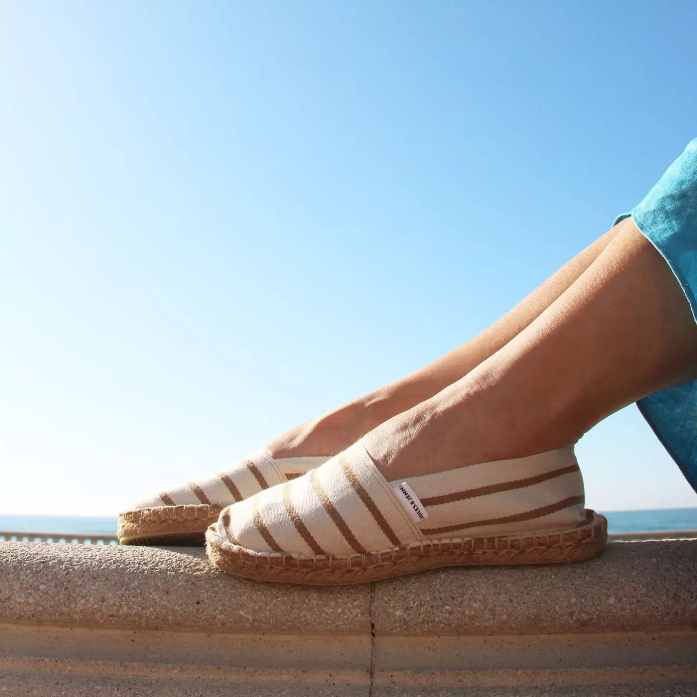 Espadrilles-JULES & JENN Espadrilles Toile Coton Blanc Beige Blanc/Beige