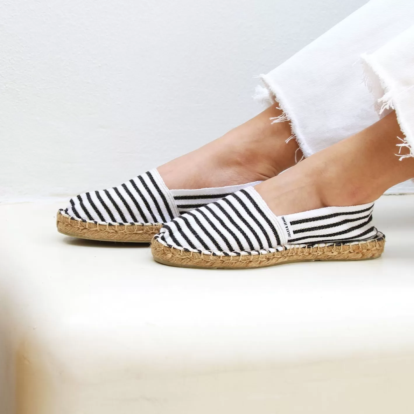 Espadrilles-JULES & JENN Espadrilles Toile Coton Noir Dore Noir/Dore