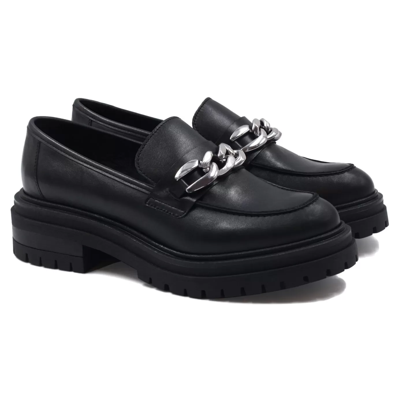 Mocassins & Derbies-JULES & JENN Mocassins Crantes Cuir Noir