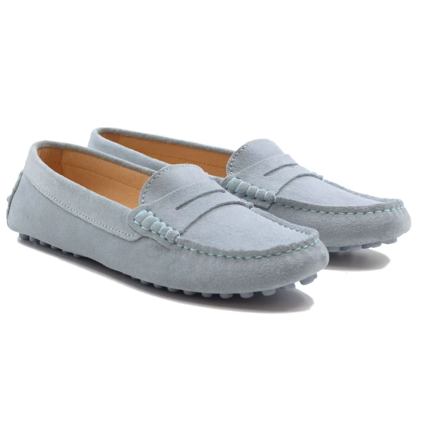 Mocassins & Derbies-JULES & JENN Mocassins Cuir Daim Bleu Clair