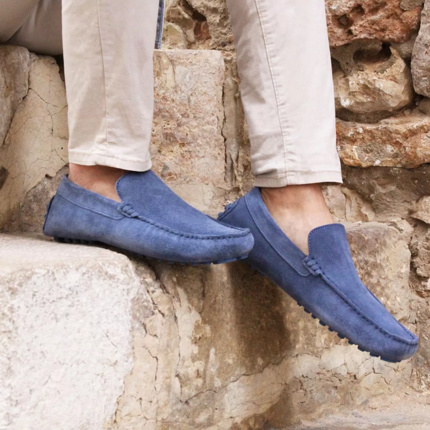 Mocassins-JULES & JENN Mocassins Cuir Daim Bleu