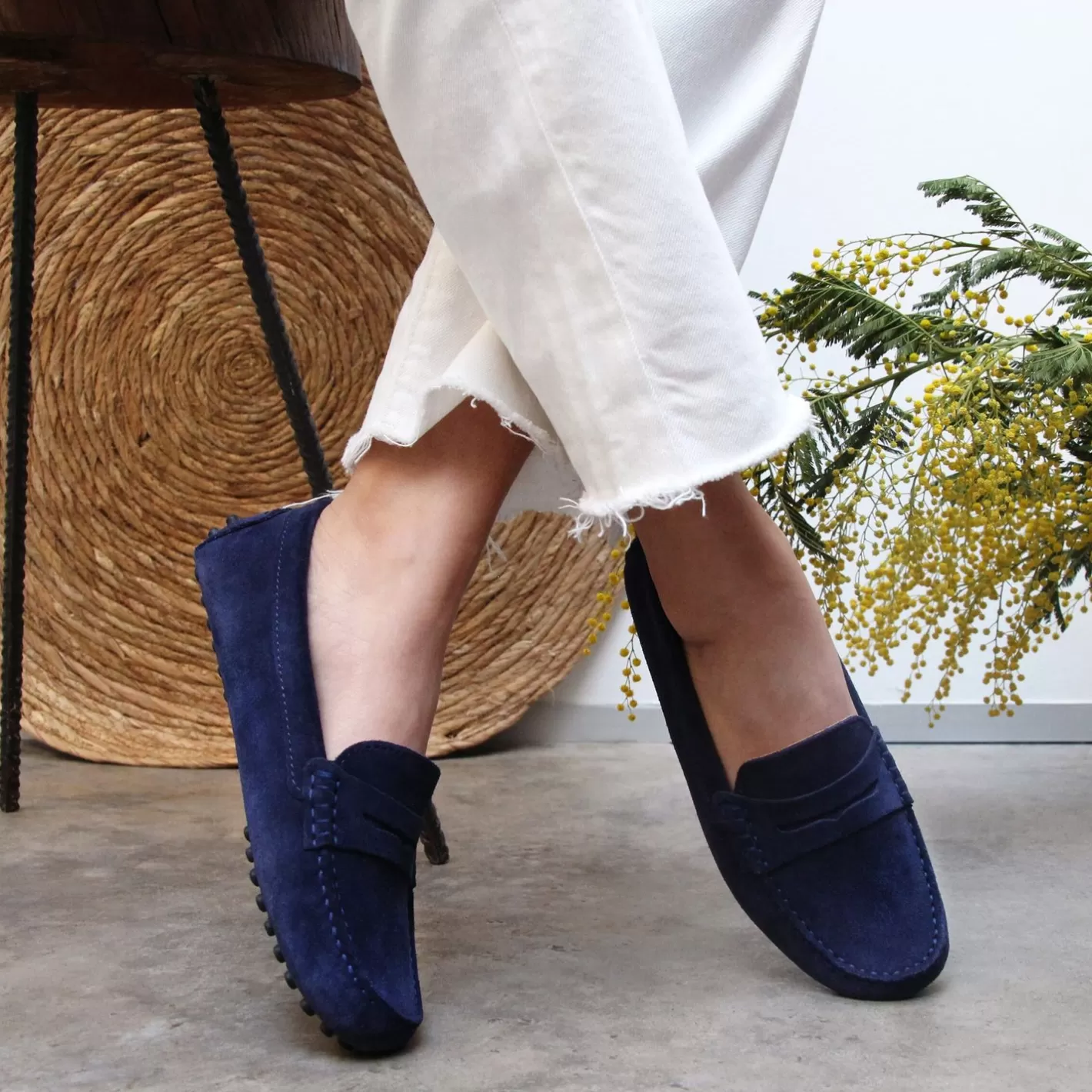 Mocassins & Derbies-JULES & JENN Mocassins Cuir Daim Bleu