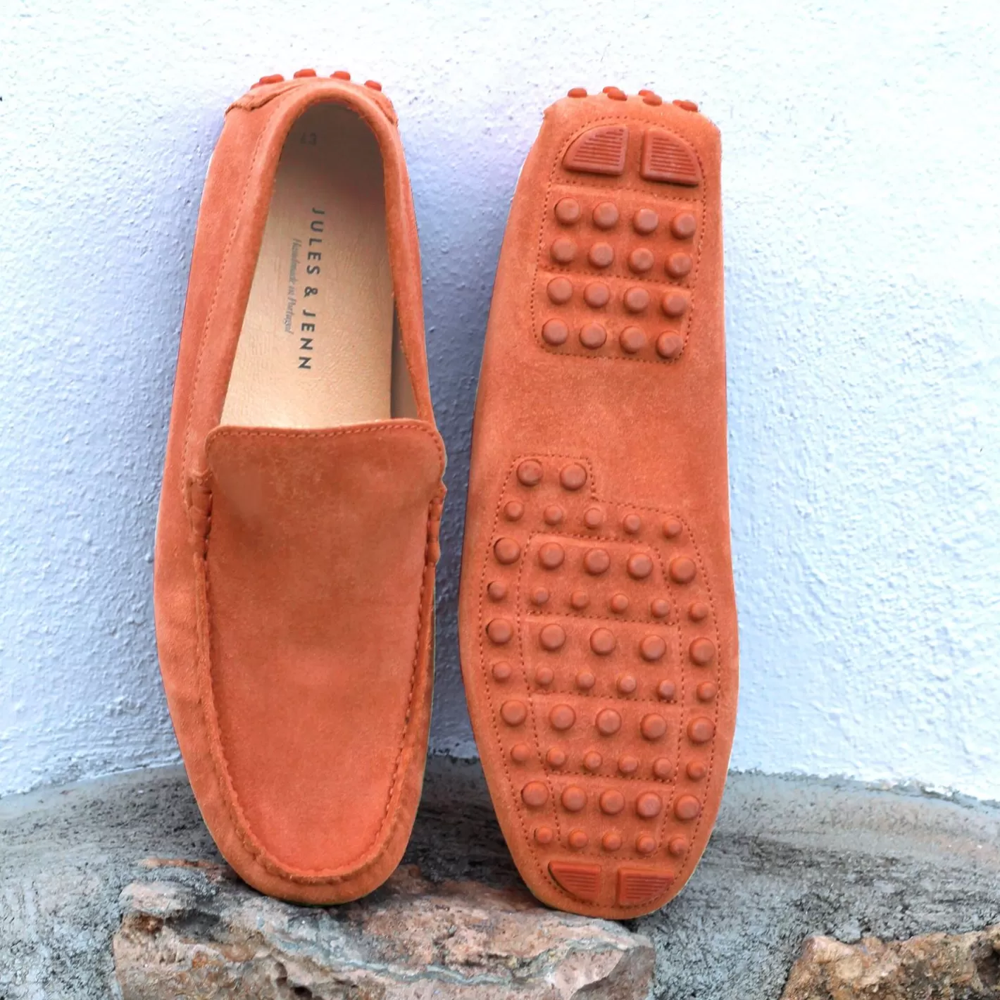 Mocassins-JULES & JENN Mocassins Cuir Daim Orange