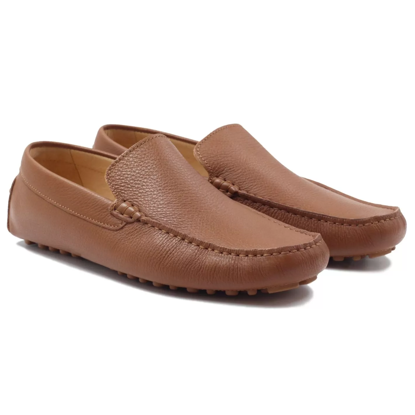 Mocassins-JULES & JENN Mocassins Cuir Graine Cognac