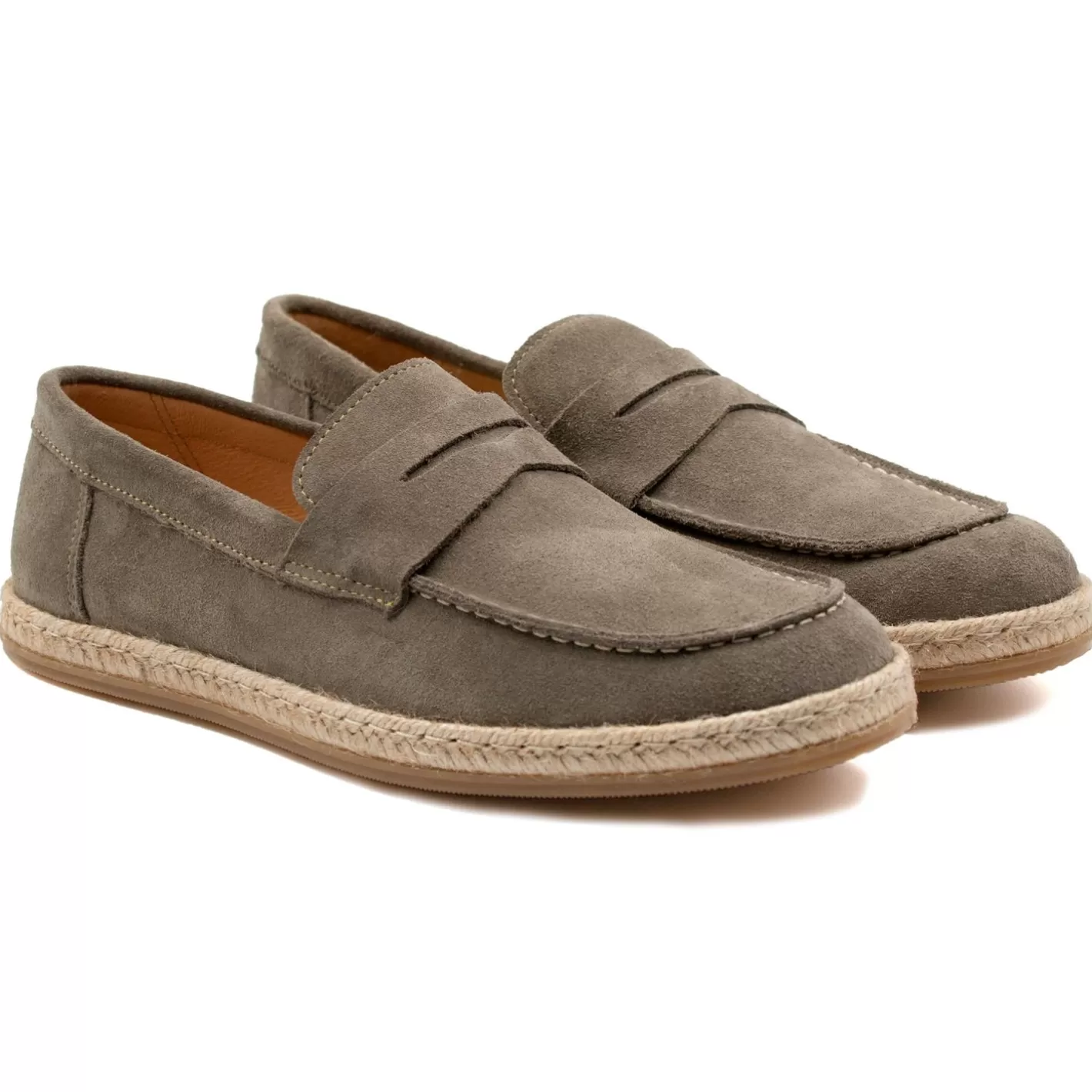 Mocassins-JULES & JENN Mocassins Espadrille Cuir Daim Gris