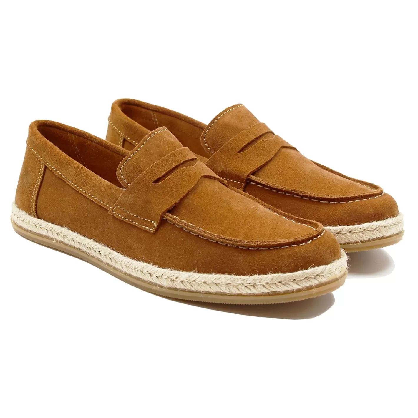 Mocassins-JULES & JENN Mocassins Espadrilles Cuir Cognac