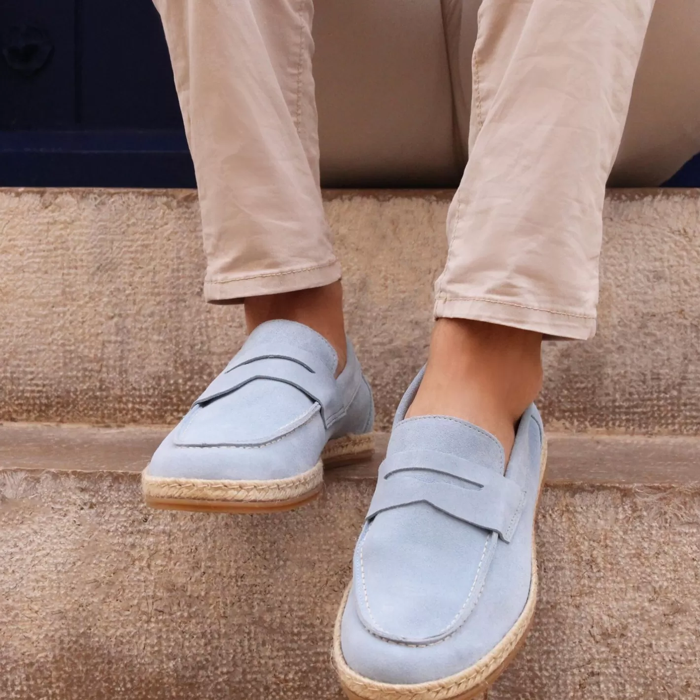 Mocassins-JULES & JENN Mocassins Espadrilles Cuir Bleu Clair