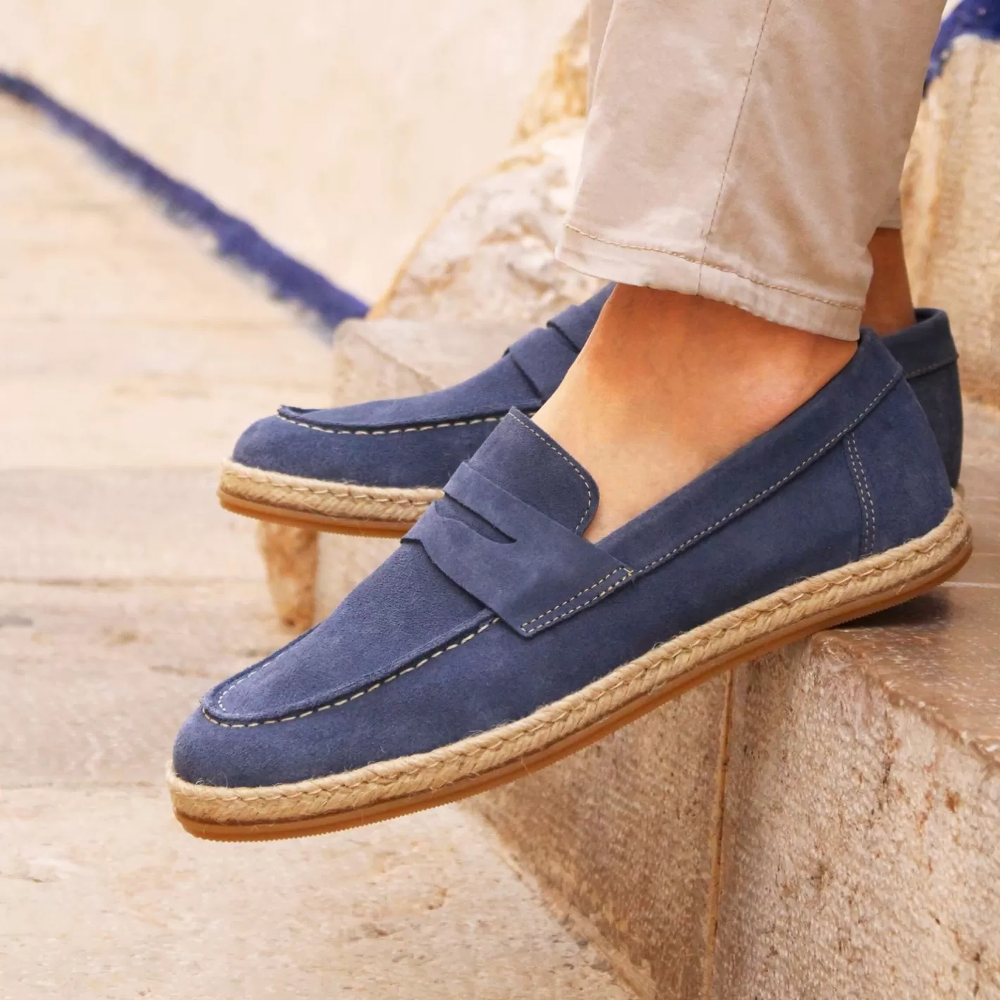 Mocassins-JULES & JENN Mocassins Espadrilles Cuir Bleu