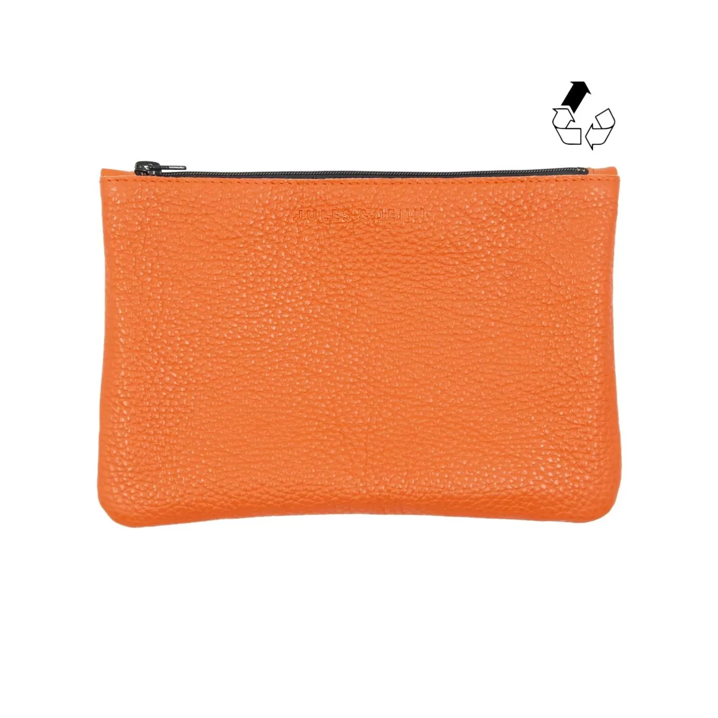 Petite Maroquinerie-JULES & JENN Pochette Cuir Upcycle Graine Orange