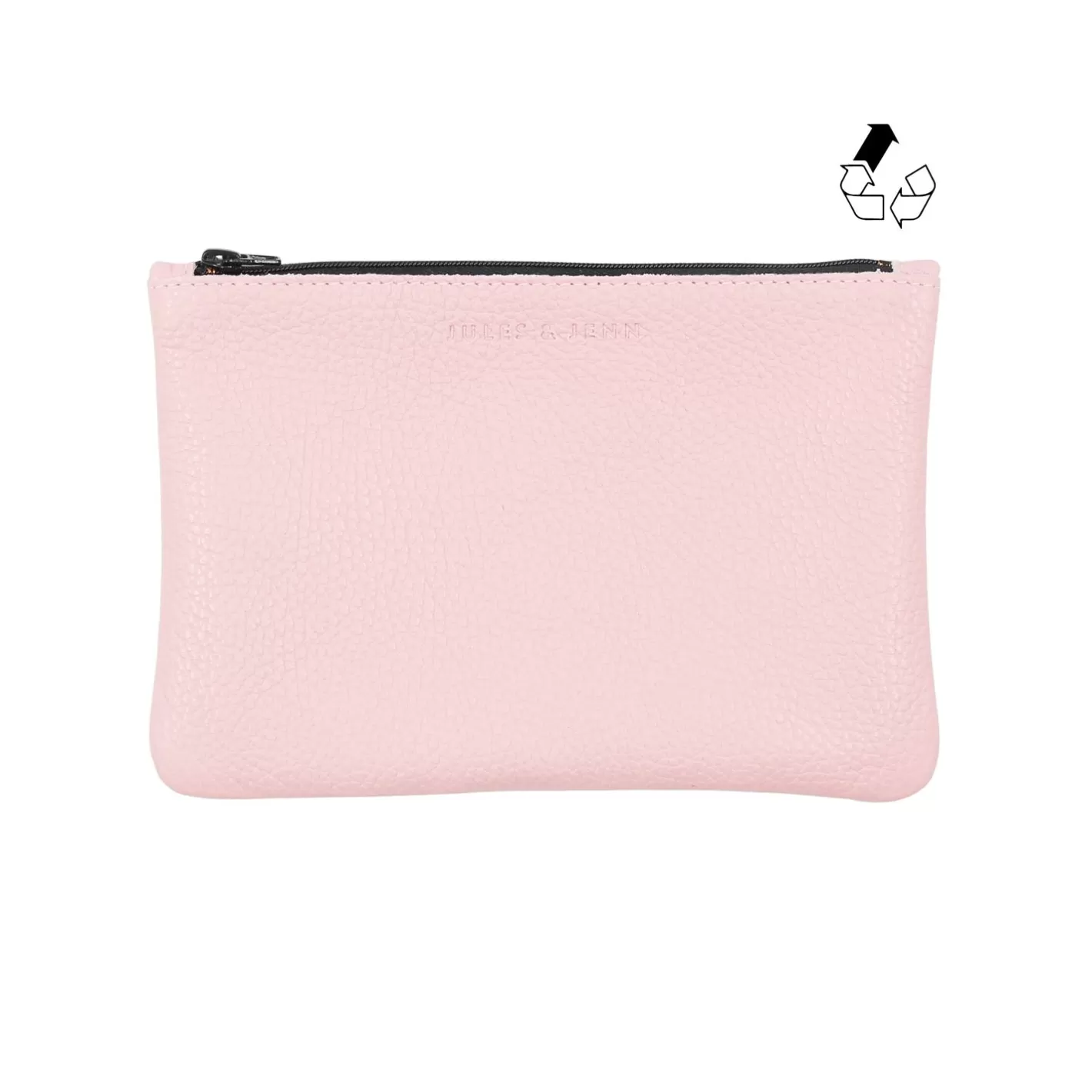 Petite Maroquinerie-JULES & JENN Pochette Cuir Upcycle Graine Rose