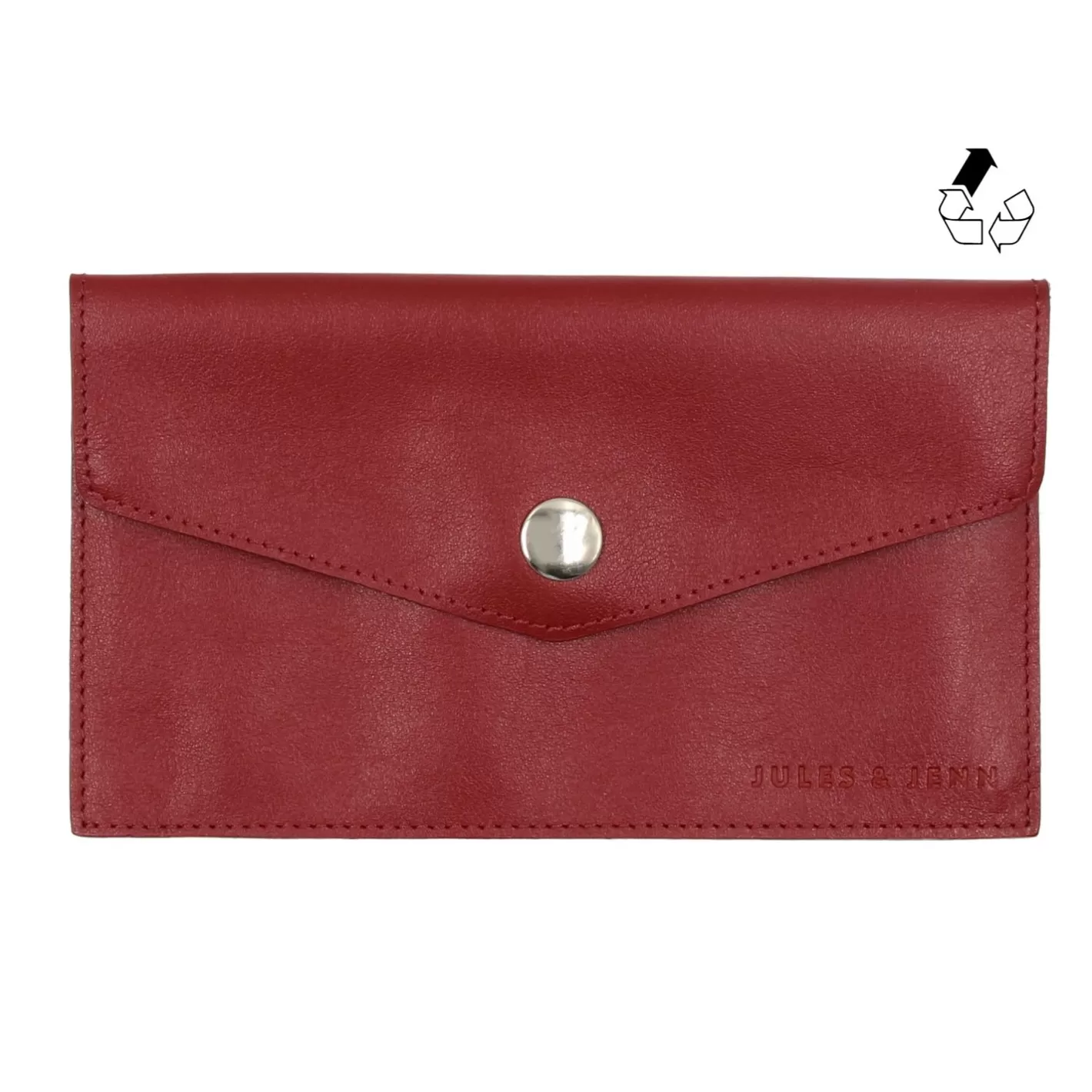 Petite Maroquinerie-JULES & JENN Pochette Enveloppe Upcycle Fonce Rouge