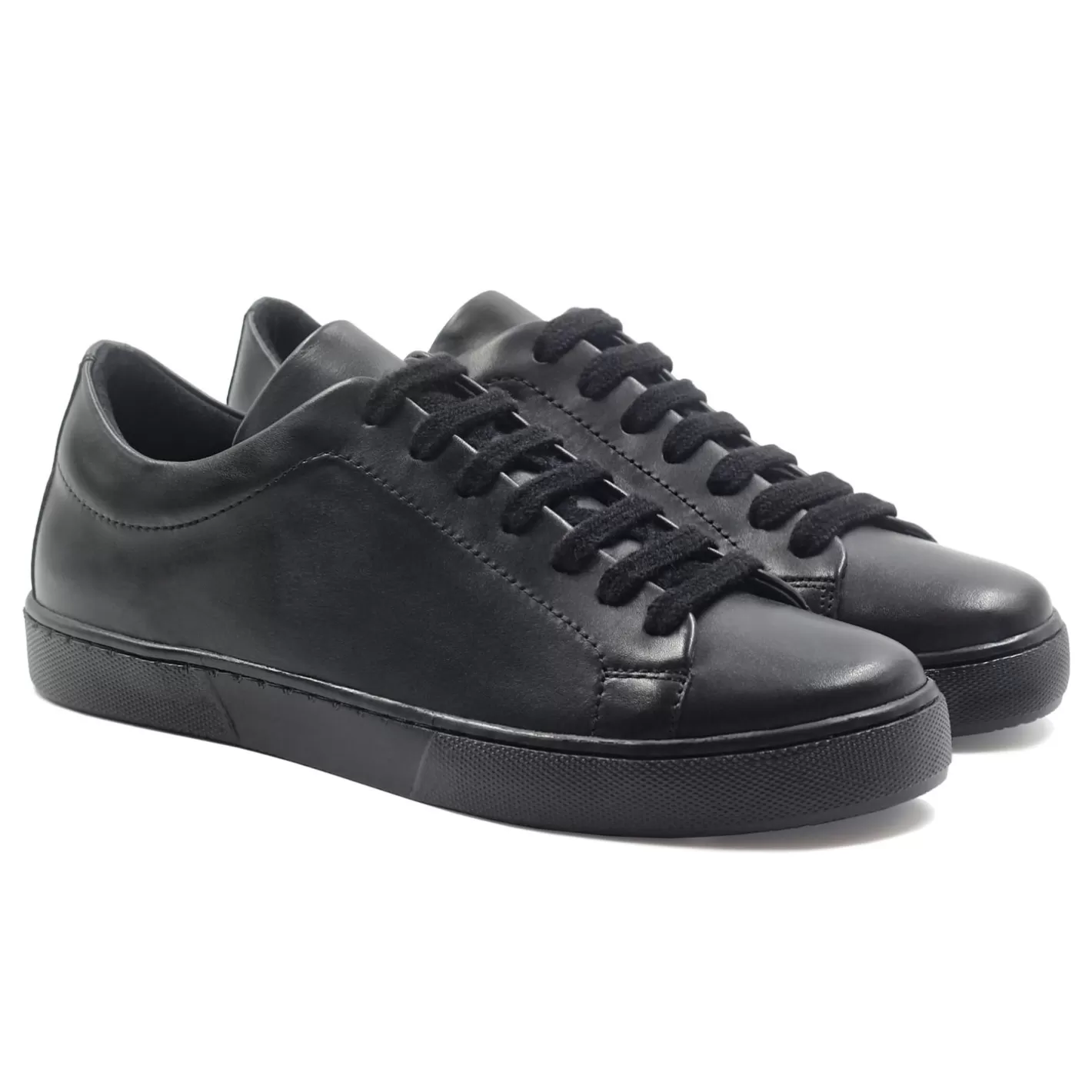 Baskets-JULES & JENN Tennis Lacet Cuir Noir