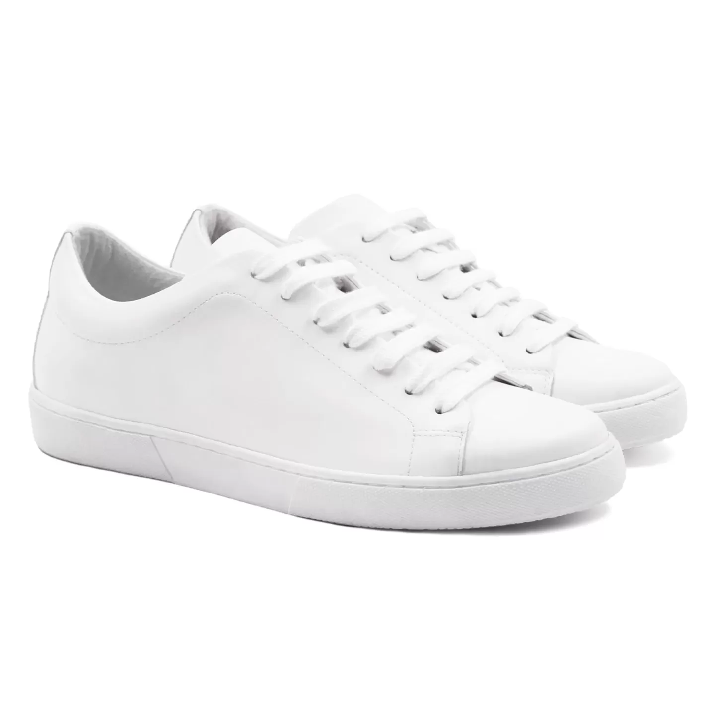 Baskets-JULES & JENN Tennis Lacet Cuir Blanc